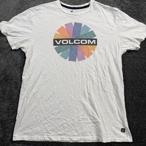 Volcom Men's Circle Graphic T-Shirt White‎ Size XL 100% Organic Cotton